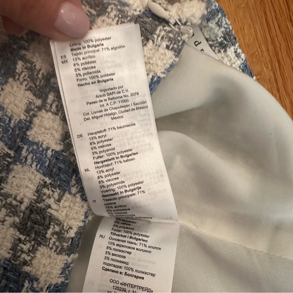 Sandro Womens Blue Calia Tweed Houndstooth Button Check Mini Skirt Size FR 4. @ - Picture 13 of 16